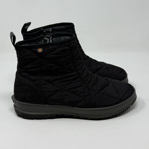 Bogs Snowday Low Boots Womens 7 Black Quilted Waterproof Insulated Rain Chore